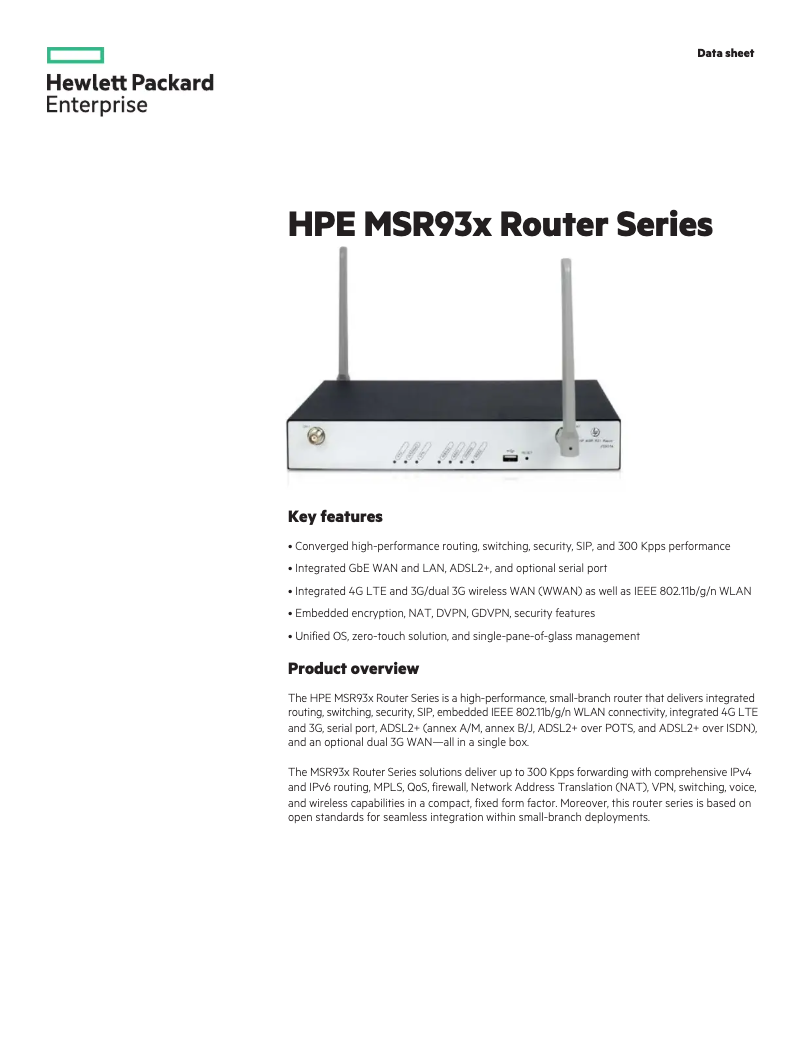 Página 1 del manual Ficha técnica HP MSR930