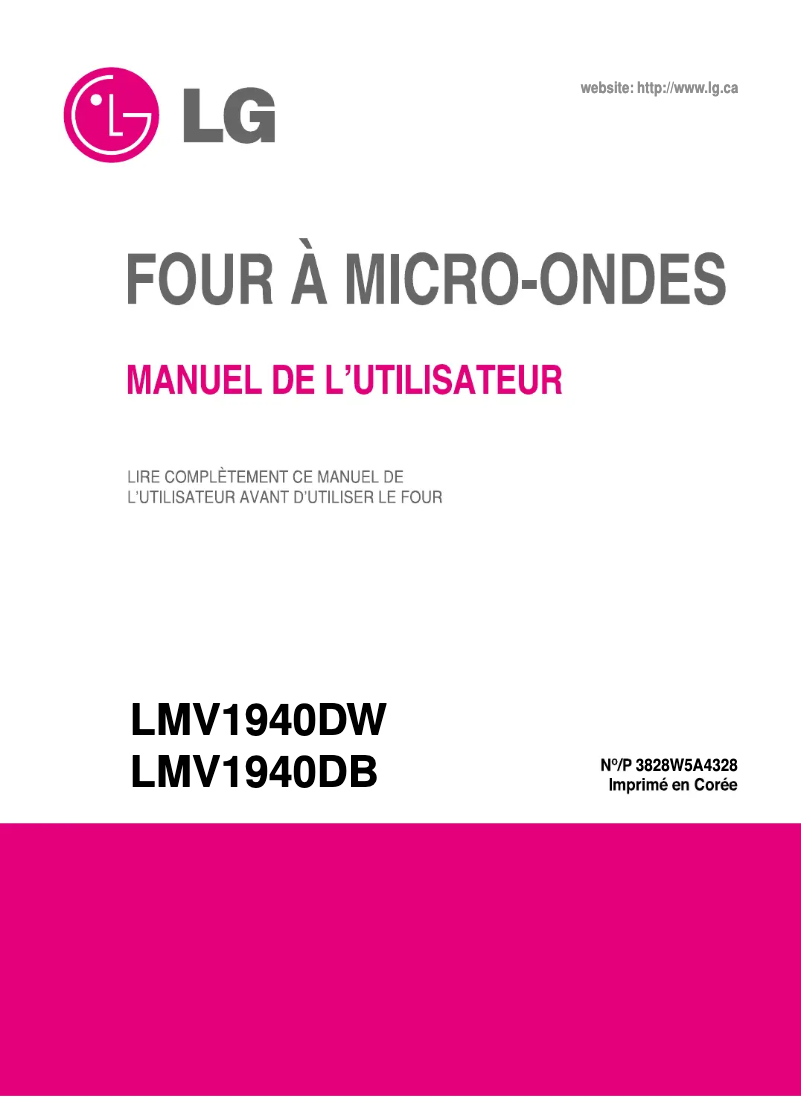 Page n°1 - Manuel utilisateur LG LMV1940DB