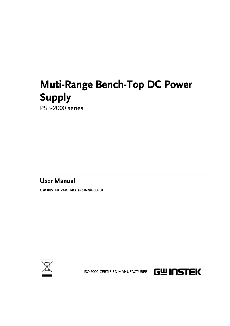 Page 1 de la notice Manuel utilisateur GW Instek PSB-2800L
