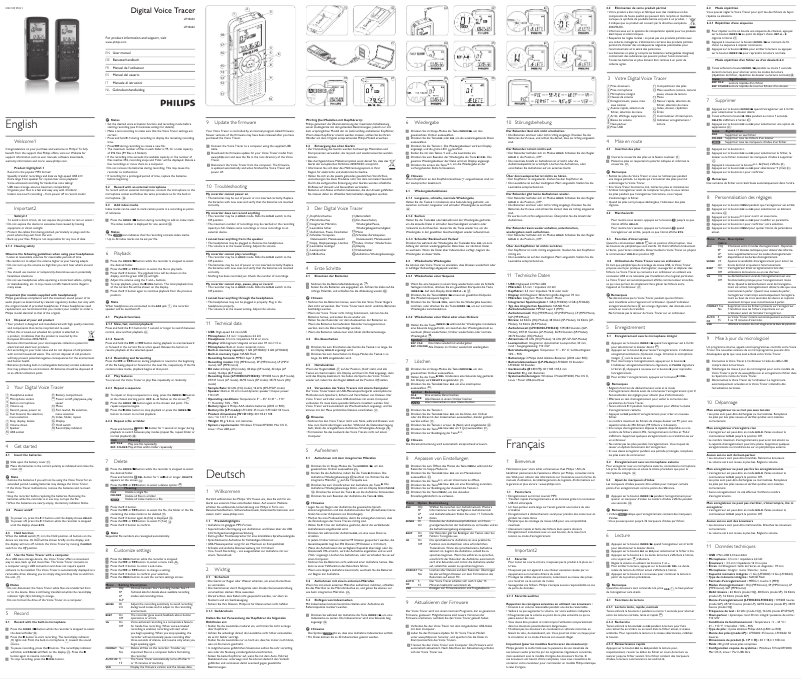 Page n°1 - Manuel utilisateur Philips Digital Voice Tracer 602