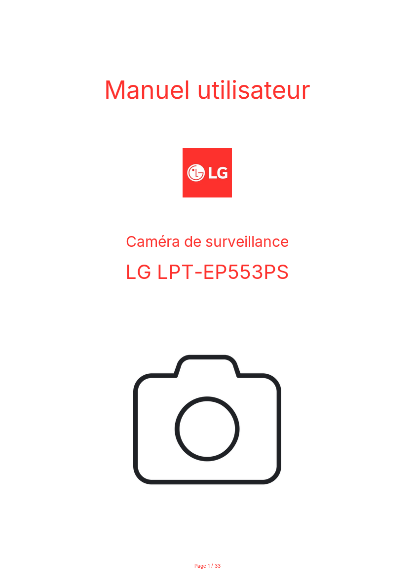 Page n°1 - Manuel utilisateur LG LPT-EP553PS