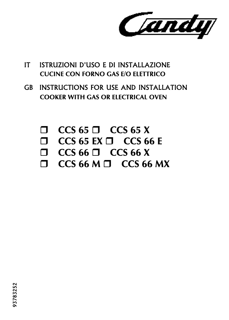 Page n°1 - Manuel utilisateur Candy CF CCS 65 EX