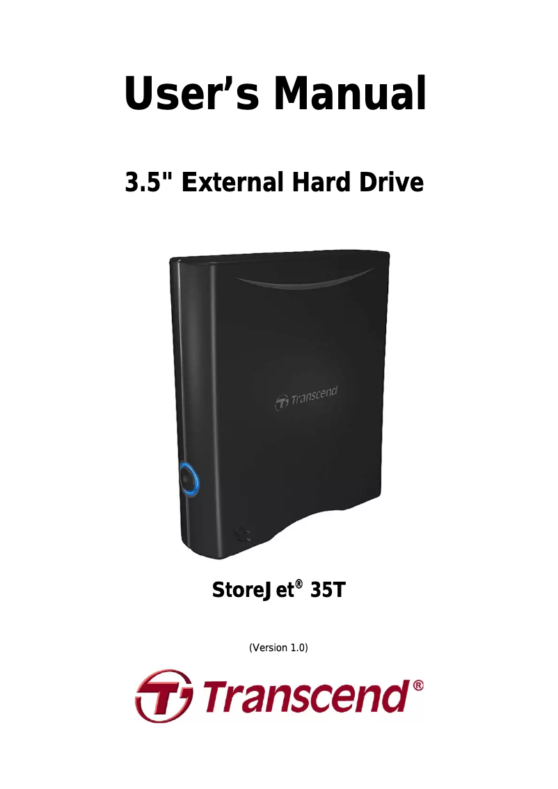 Imagen de la primera página del manual del dispositivo StoreJet 35T
