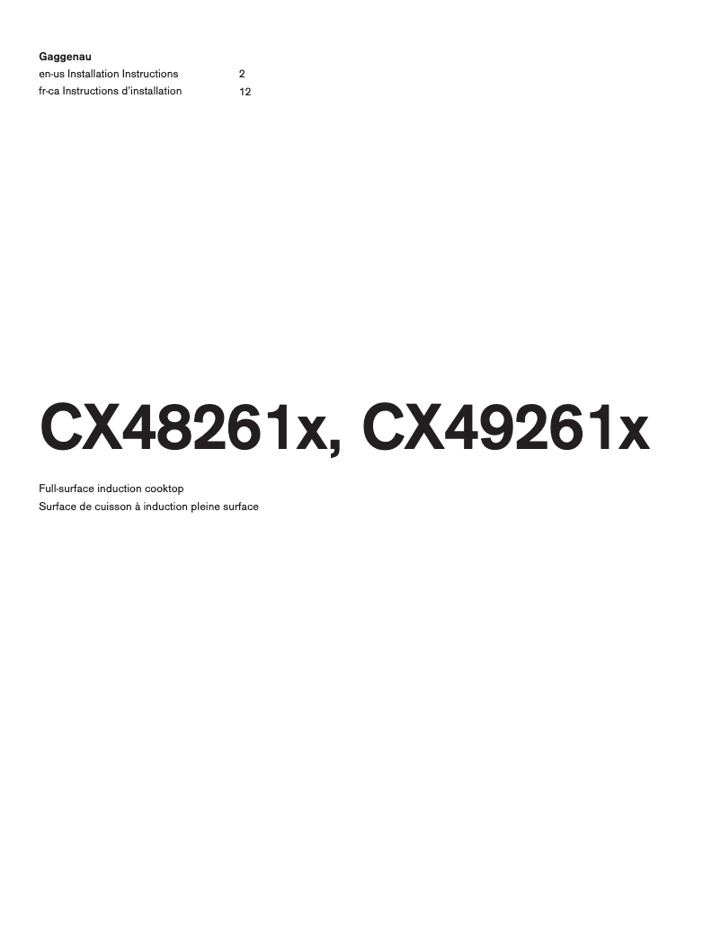 Page 1 de la notice Guide d'installation Gaggenau CX482612