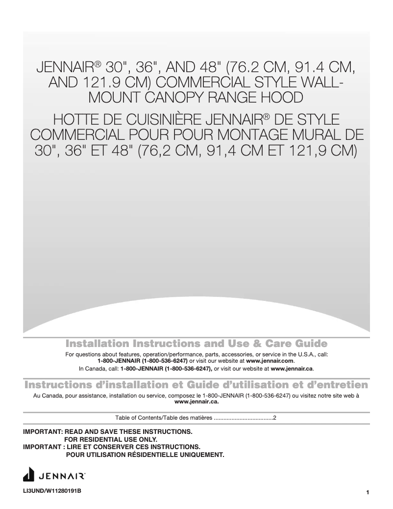 Page n°1 - Manuel utilisateur JennAir JXW9036HP