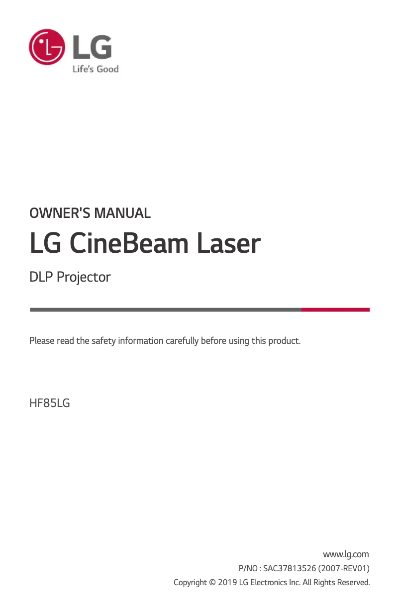 Page n°1 - Manuel utilisateur LG CineBeam HF85LG
