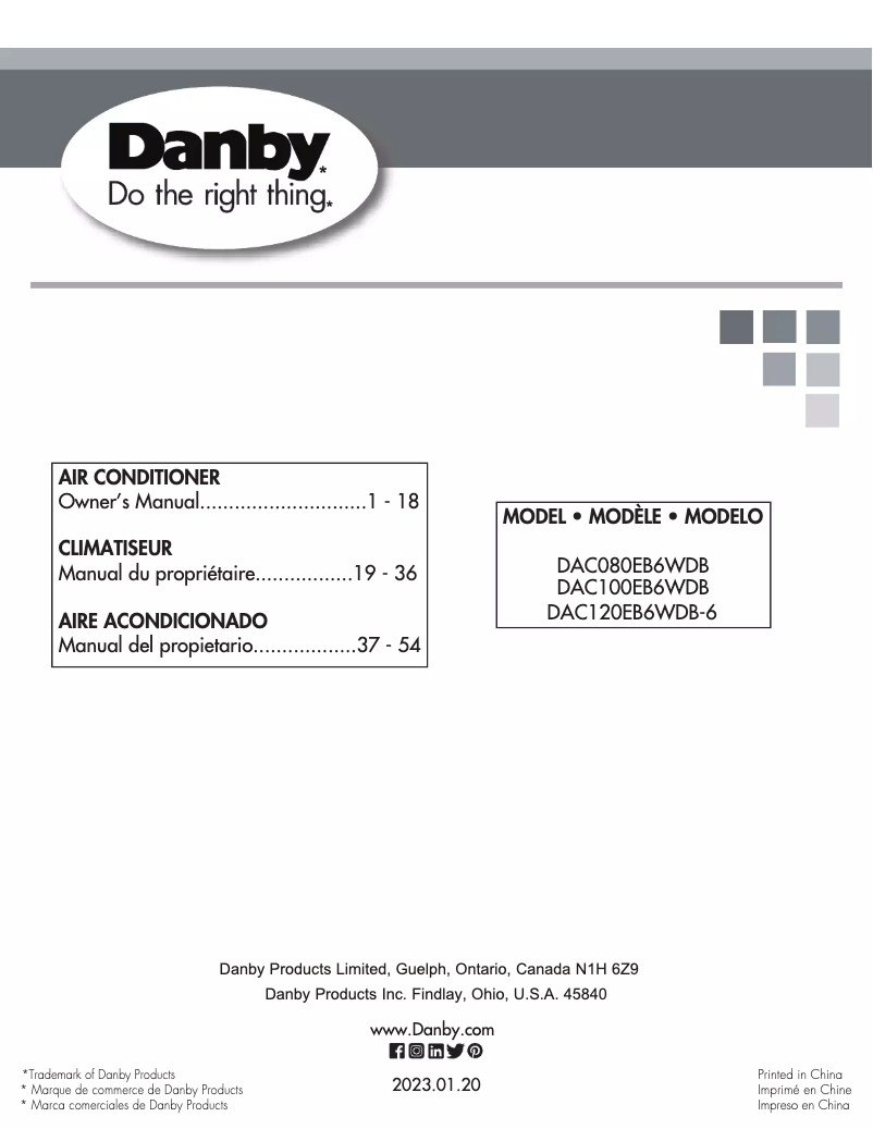 Page 1 de la notice Manuel utilisateur Danby DAC100EB6WDB