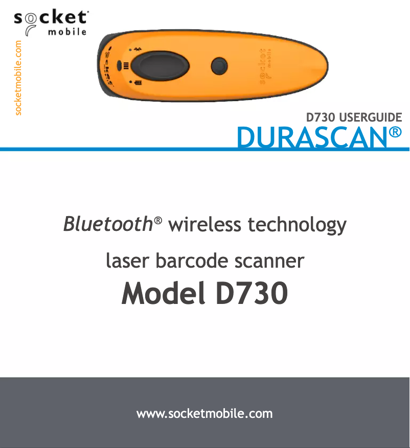 Page 1 de la notice Manuel utilisateur Socket Mobile DuraScan D730