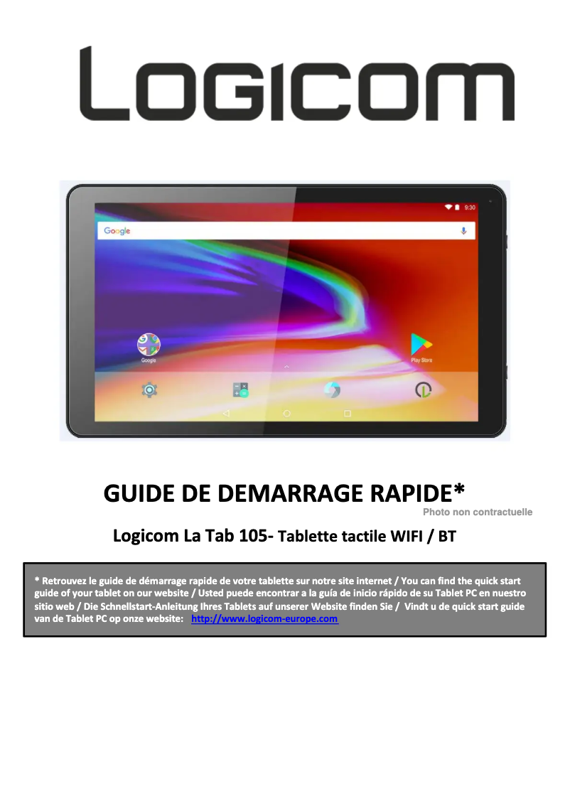 Image de la première page du manuel de l'appareil La Tab 105