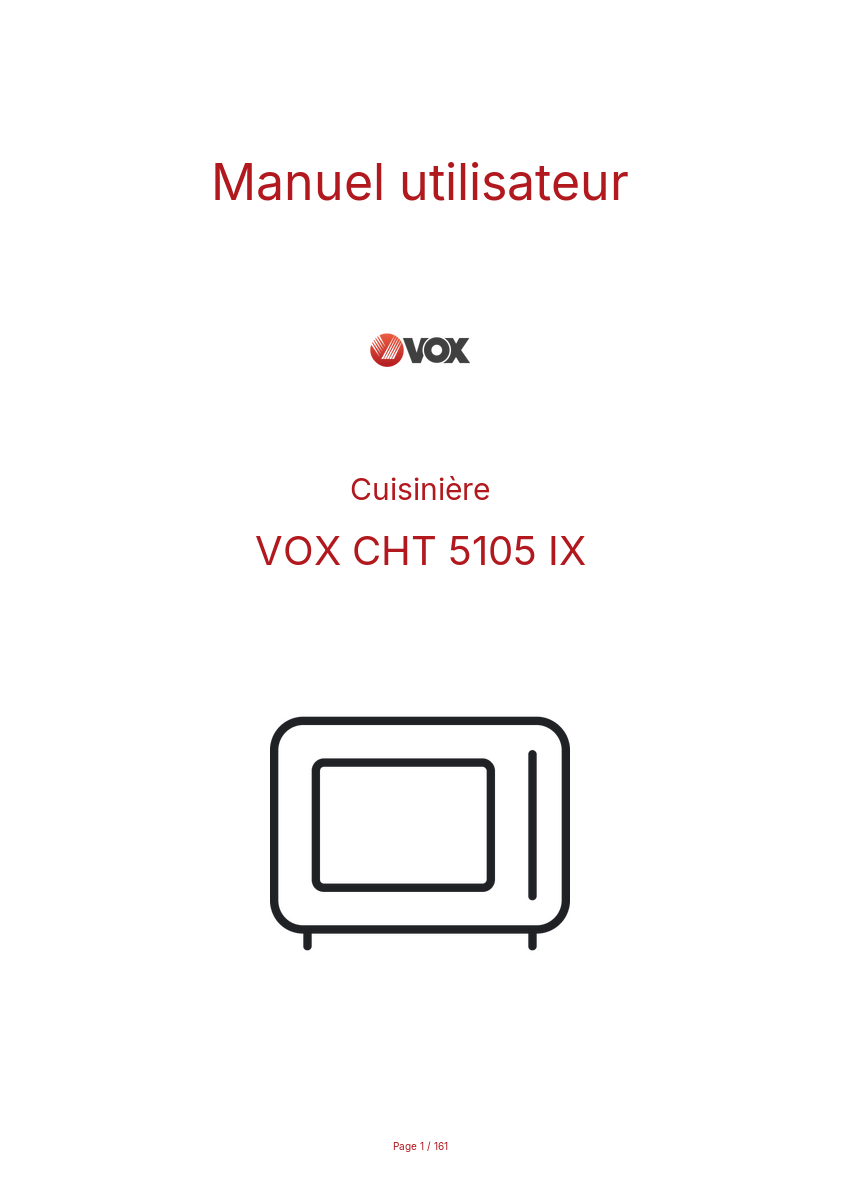 Page n°1 - Manuel utilisateur VOX CHT 5105 IX