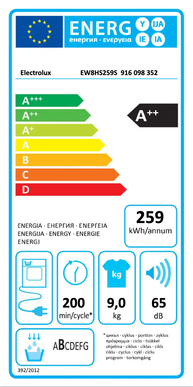 Image de la première page du manuel de l'appareil EW8HS259S