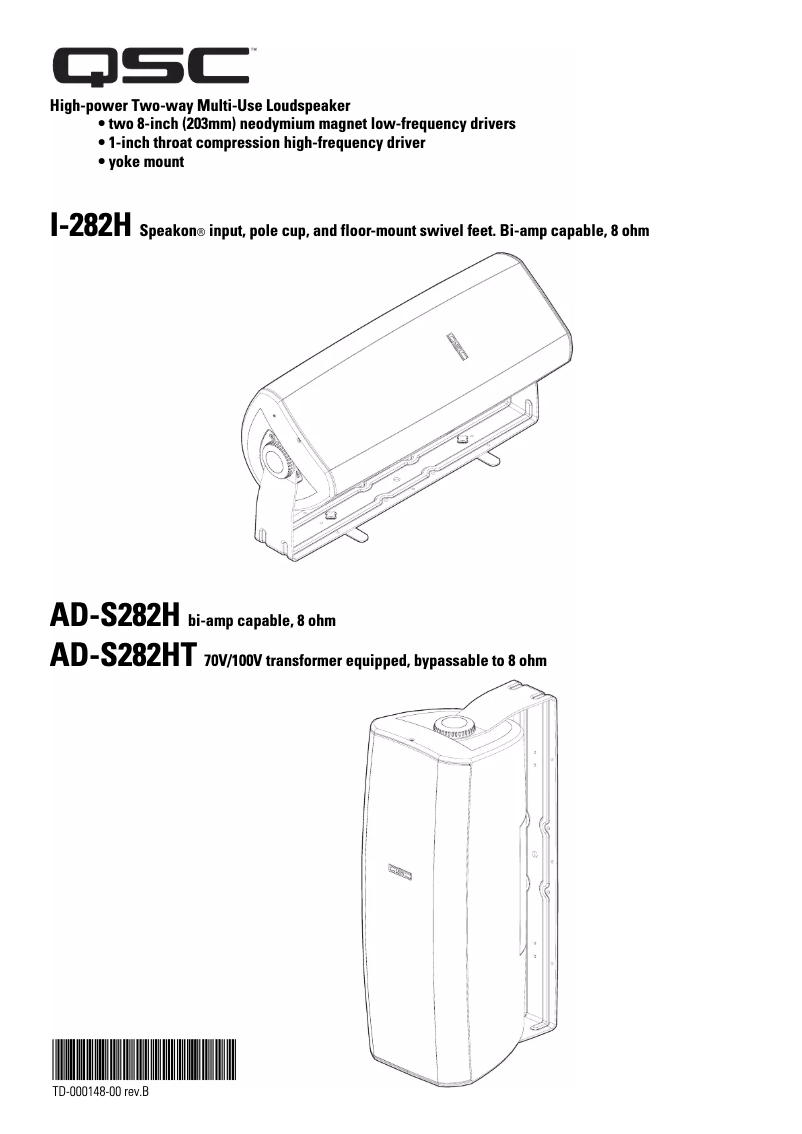 Page 1 de la notice Manuel utilisateur QSC AcousticDesign AD-S282H