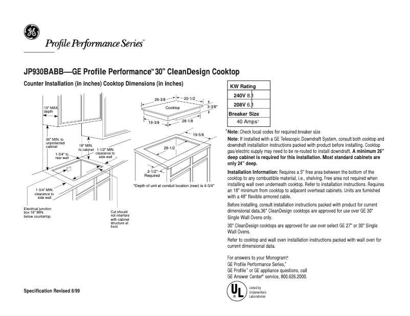 Image de la première page du manuel de l'appareil Profile Performance JP930BABB