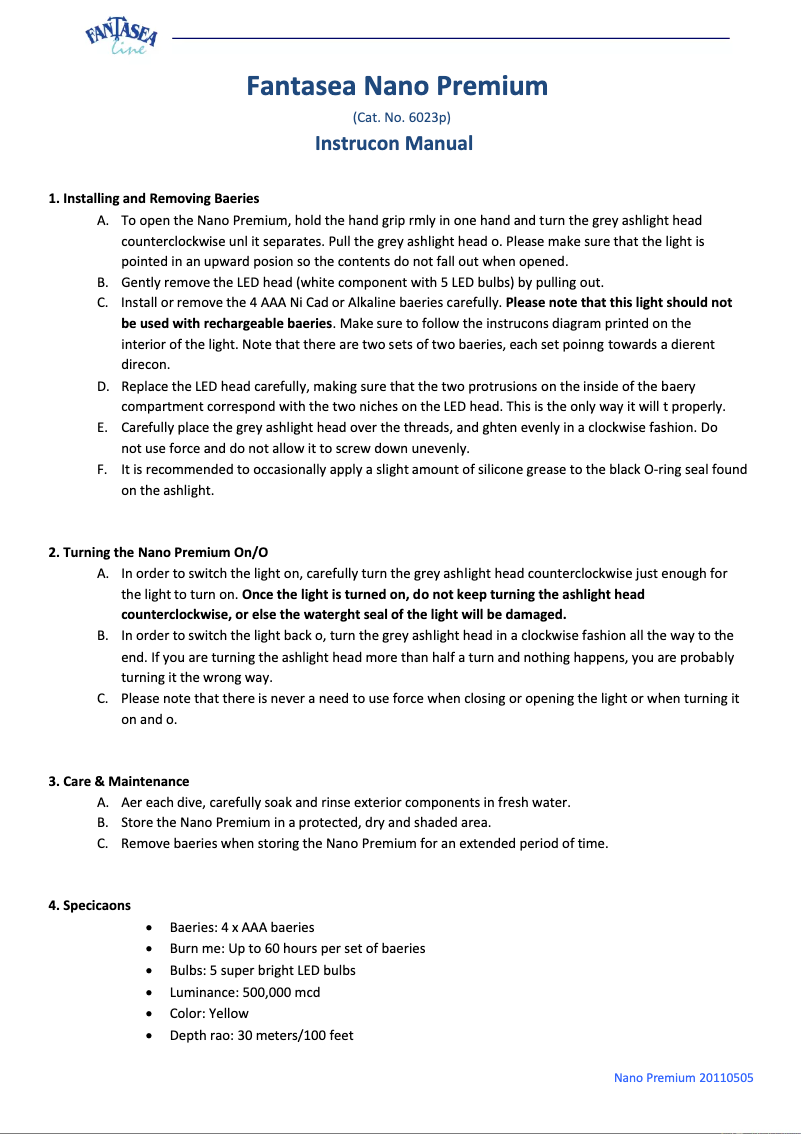 Image de la première page du manuel de l'appareil Nano Premium