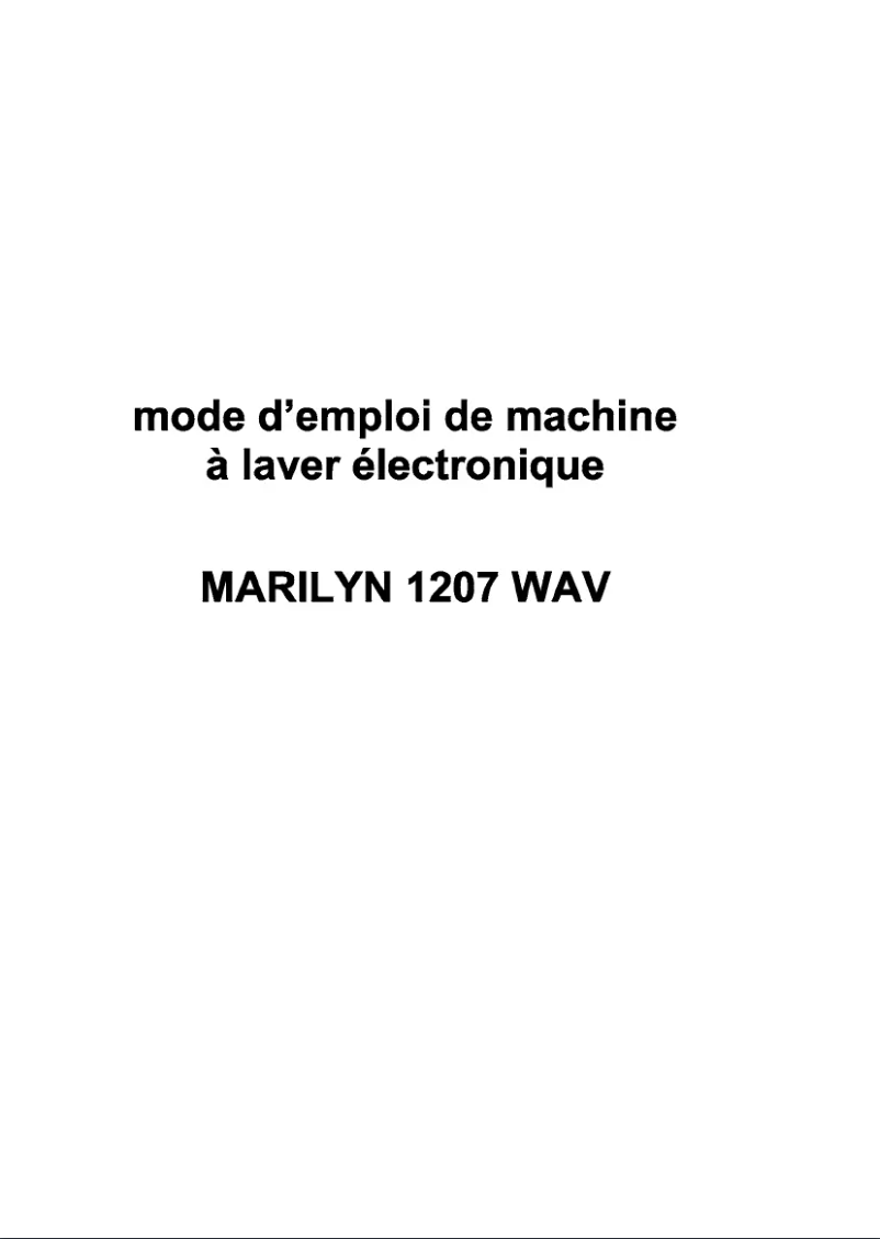 Page n°1 - Manuel utilisateur Waltham MARILYN 1207 WAV