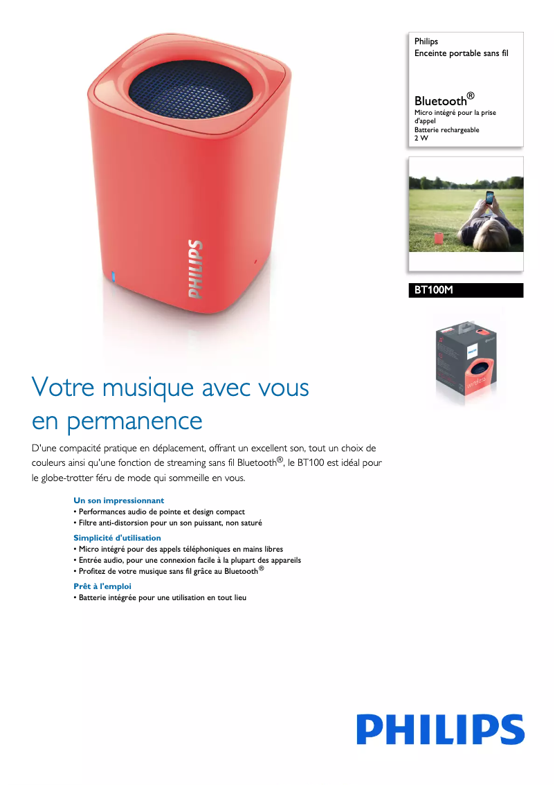 Page n°1 - Fiche technique Philips BT100M