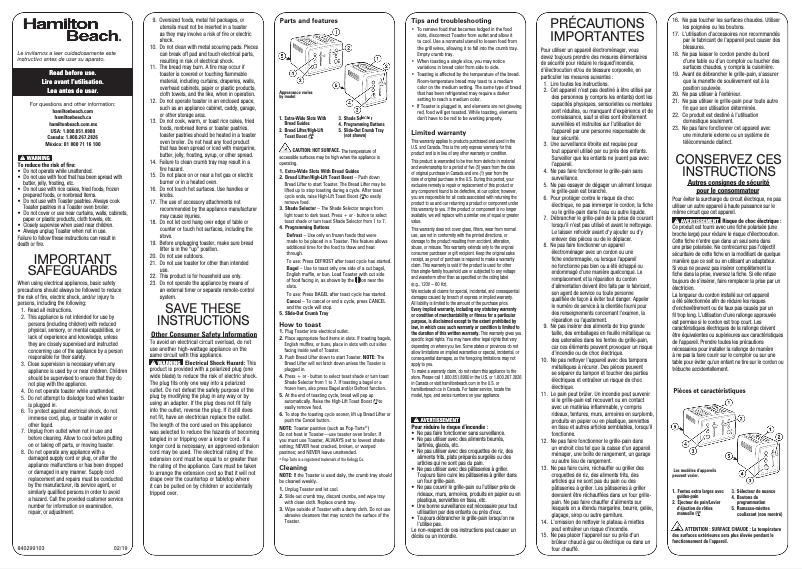 Page n°1 - Manuel utilisateur Hamilton Beach 24794