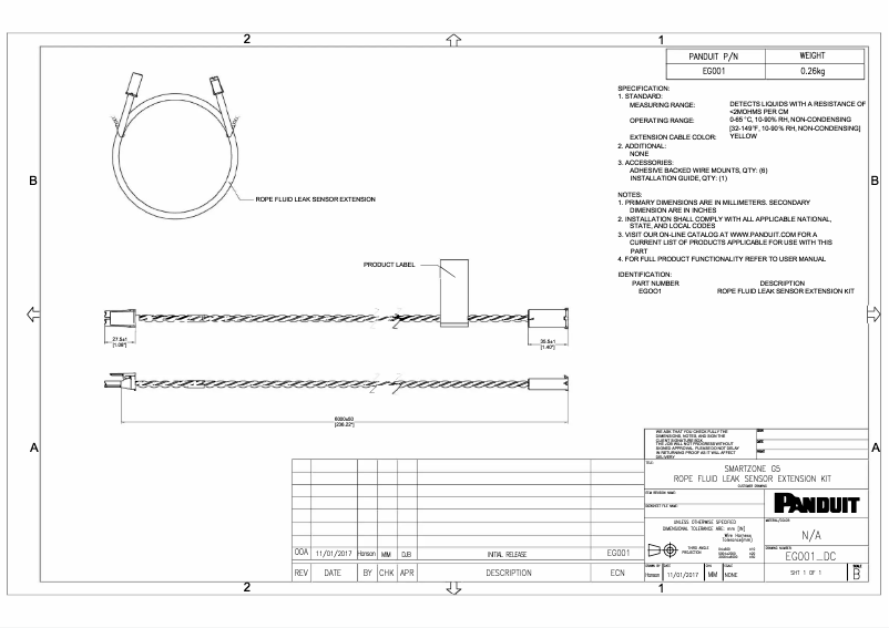 Page n°1 - Dessin technique Panduit EG001