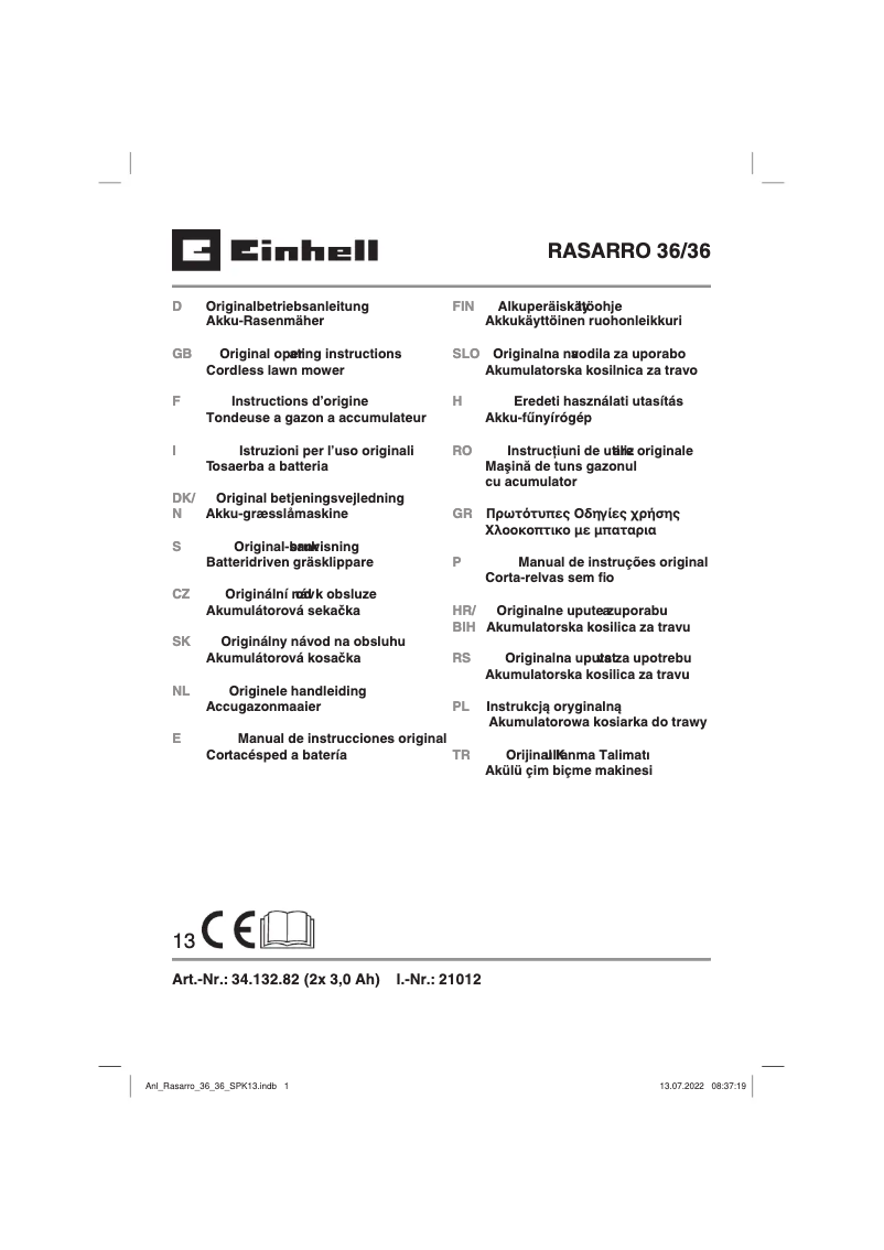 Image de la première page du manuel de l'appareil Rasarro 36/36