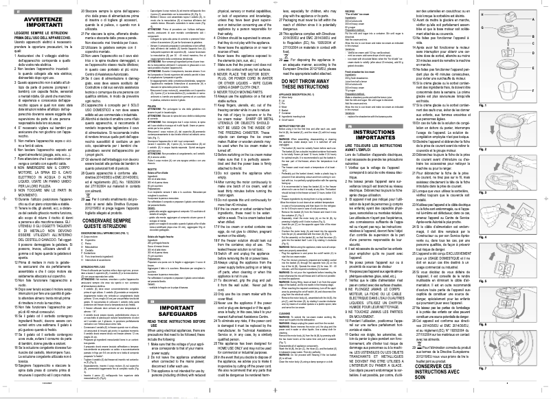 Image de la première page du manuel de l'appareil Gran Gelato 0642