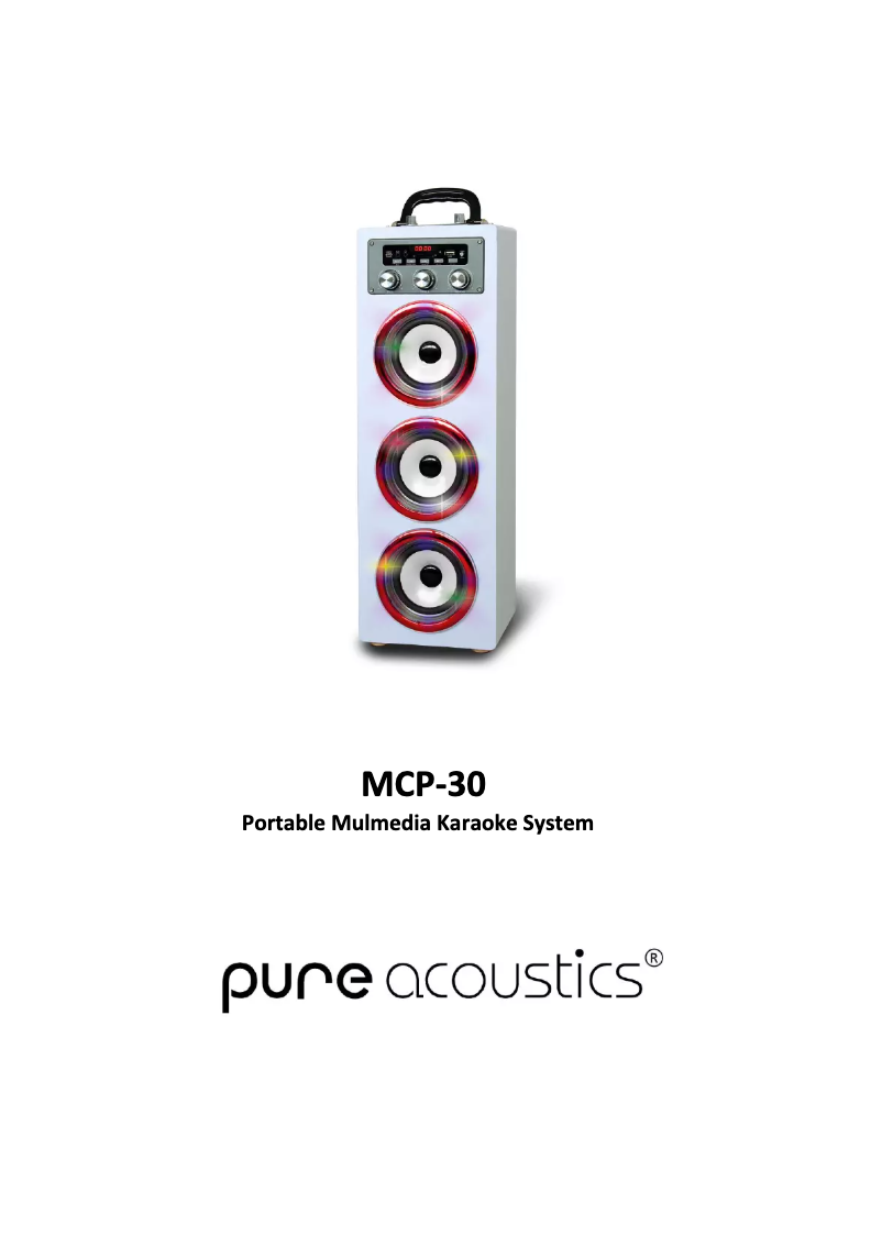 Page 1 de la notice Manuel utilisateur Pure Acoustics MCP-30GRA