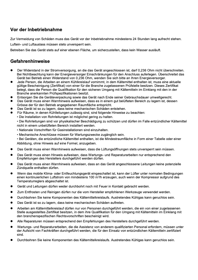 Page 1 de la notice Instructions de sécurité Be Cool BC20LEF2301