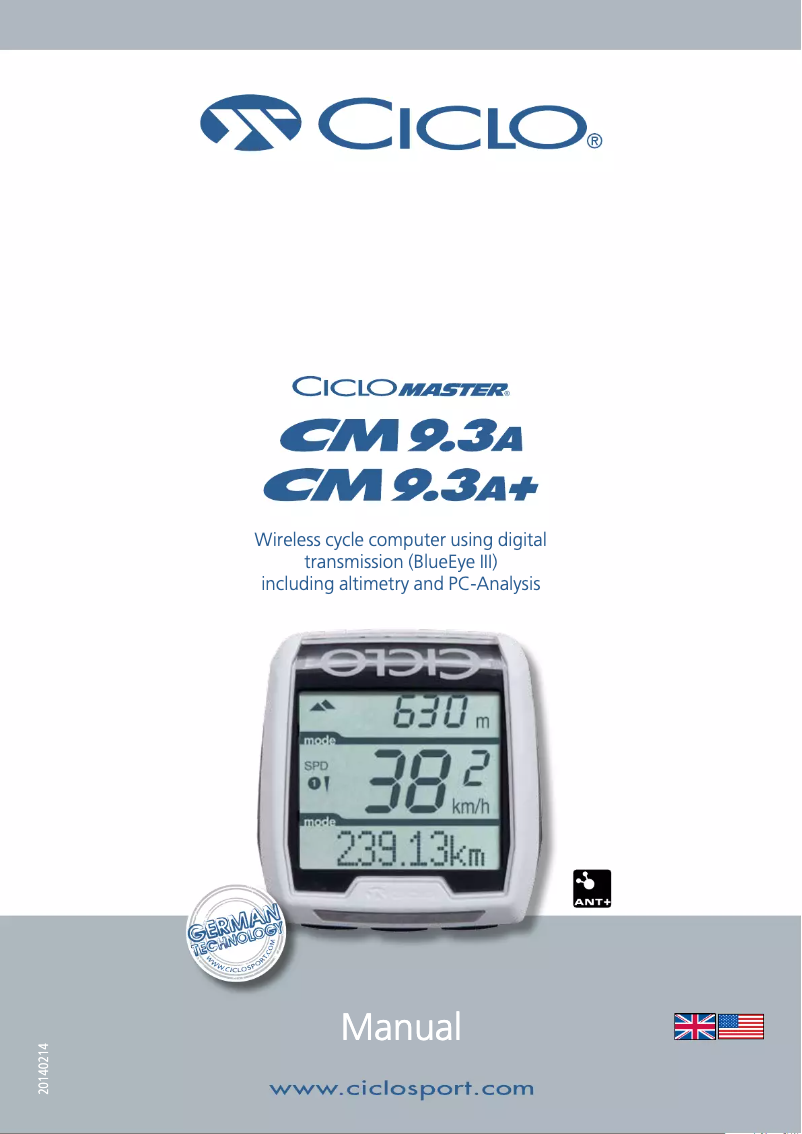 Page n°1 - Manuel utilisateur Ciclo Master CM 9.3 A