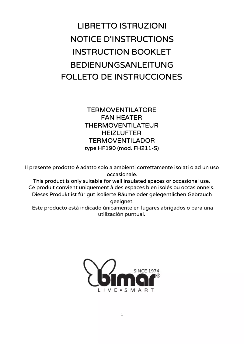 Page 1 de la notice Manuel utilisateur Bimar HF190