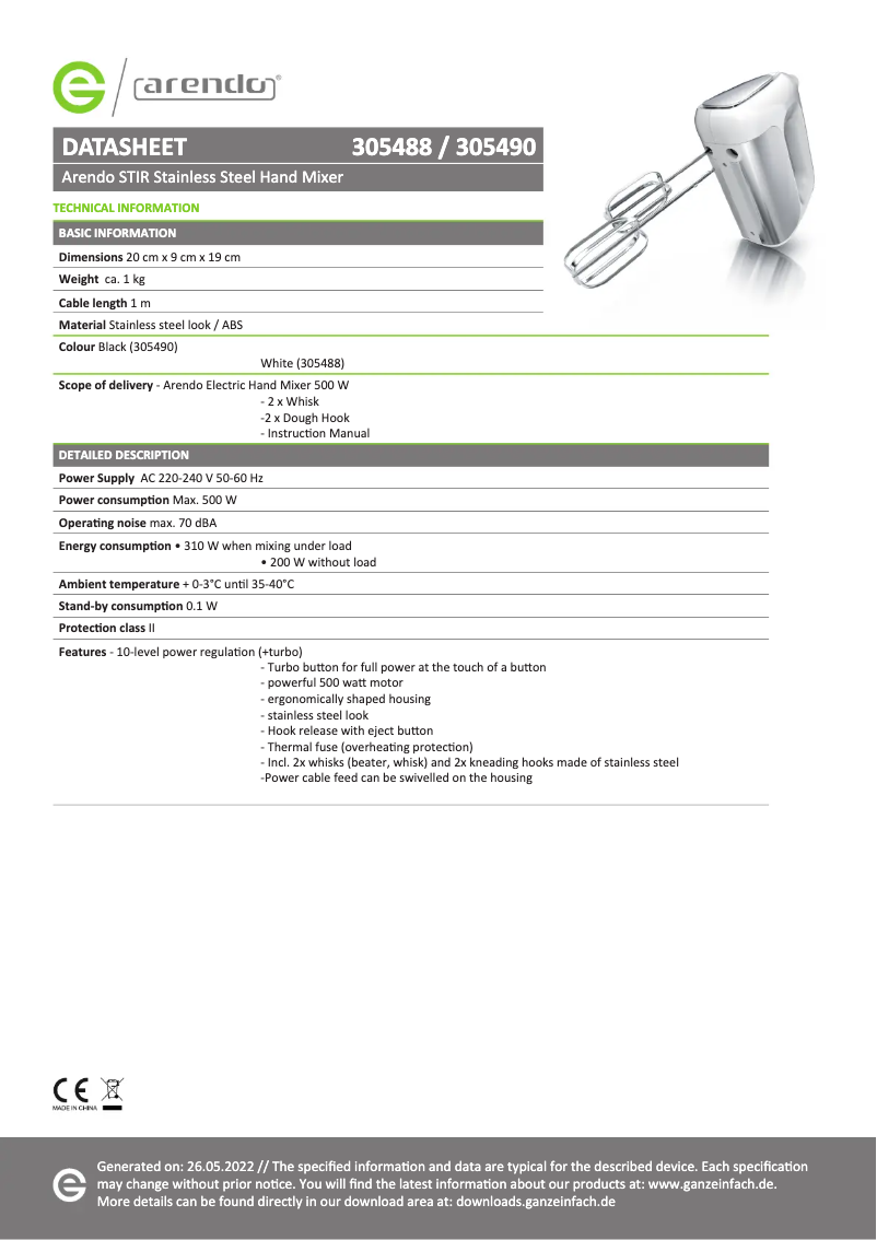 Image de la première page du manuel de l'appareil Stir 305490