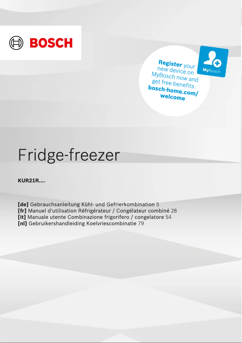 Page n°1 - Manuel utilisateur Bosch KUR21ADE0