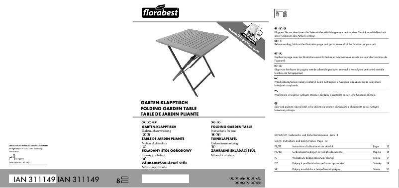 Page 1 de la notice Manuel utilisateur Florabest IAN 311149