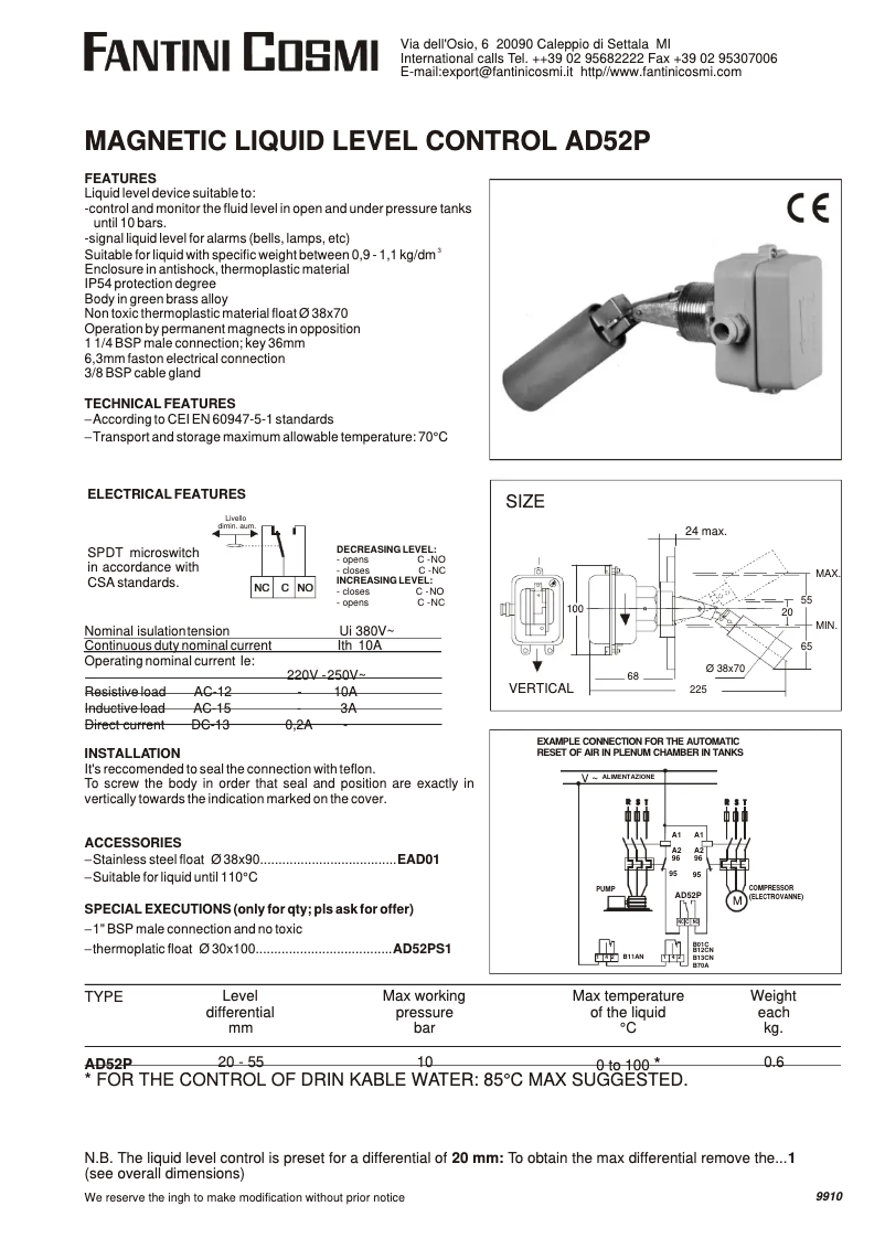 Page 1 de la notice Manuel utilisateur Fantini Cosmi AD52