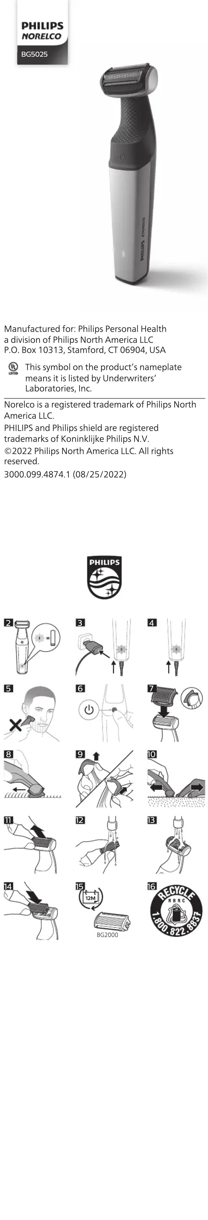 Page 1 de la notice Manuel utilisateur Philips Norelco BG5025