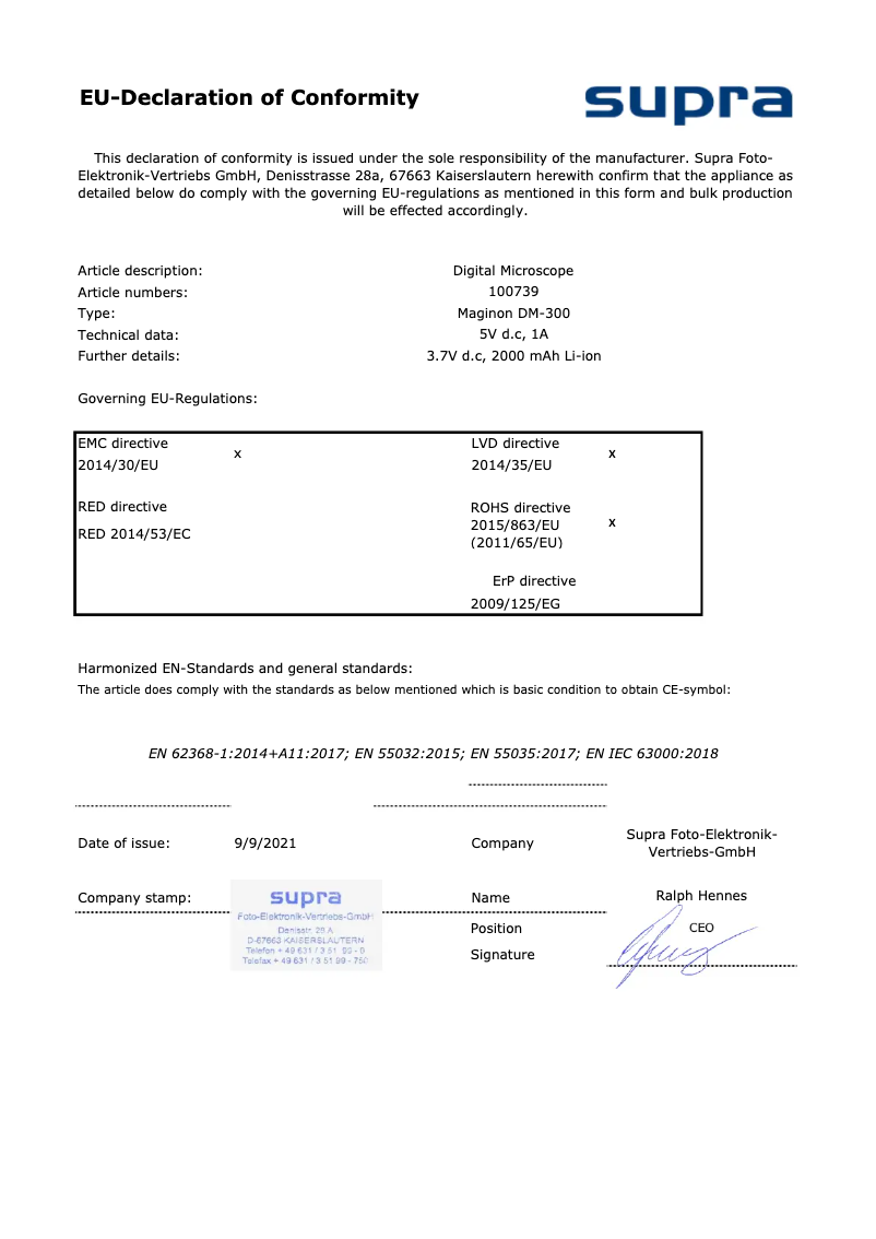 Page 1 de la notice Manuel utilisateur Maginon DM-300