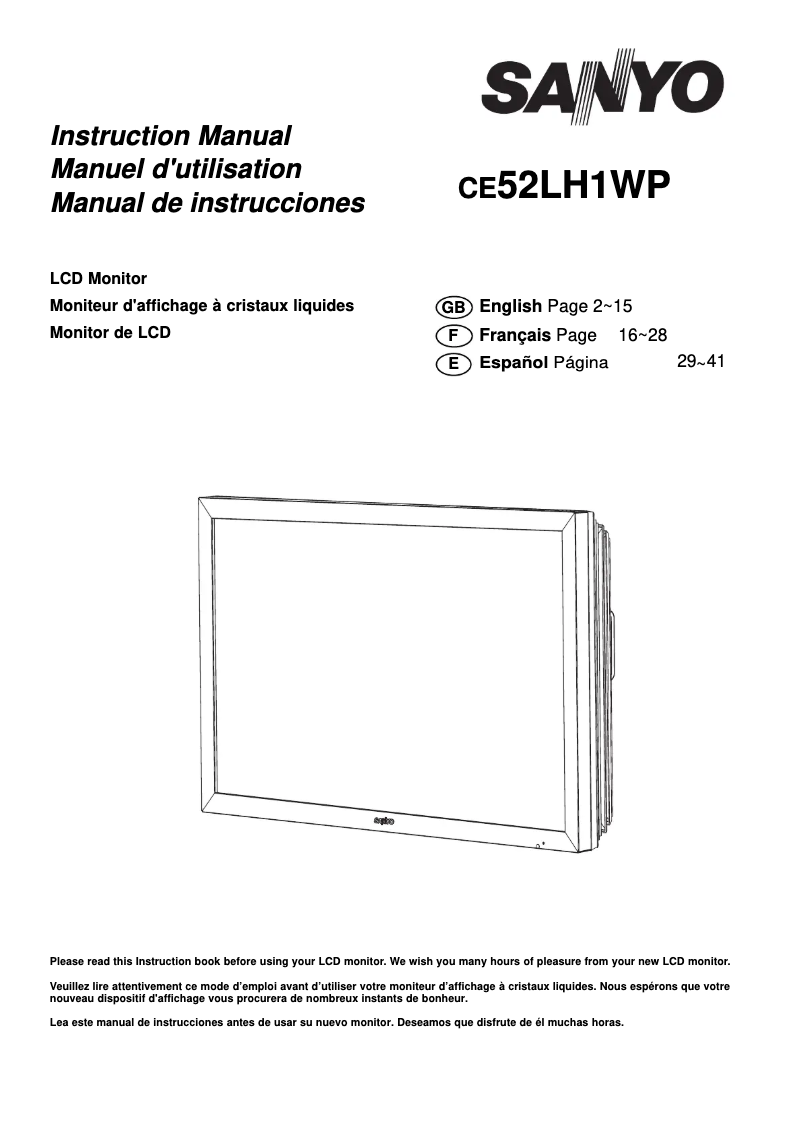Image de la première page du manuel de l'appareil 52LH1WP