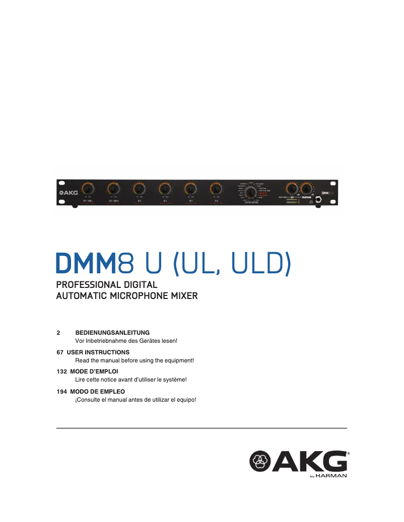 Page n°1 - Manuel utilisateur AKG DMM8 U