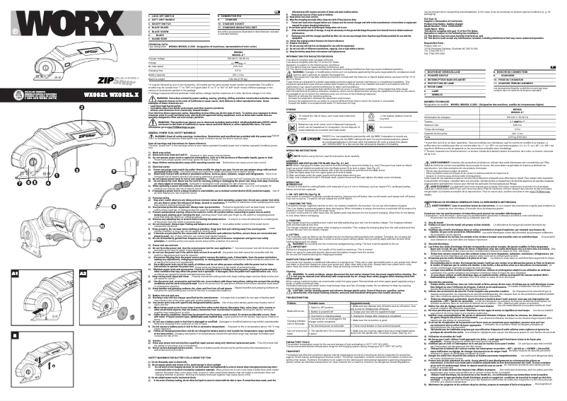 Page 1 de la notice Manuel utilisateur Worx WX082L