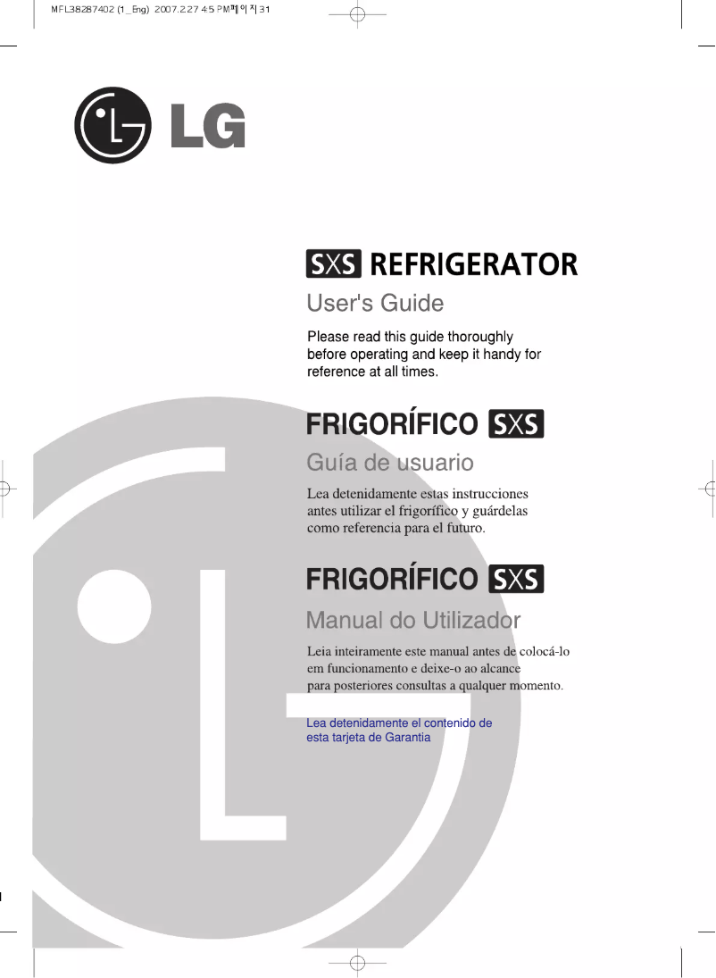 Page n°1 - Manuel utilisateur LG GR-L2271EWR