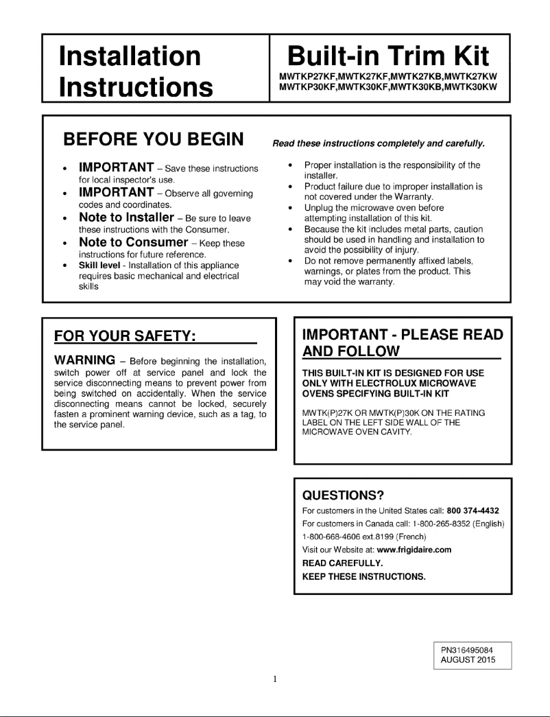 Image de la première page du manuel de l'appareil MWTK30K