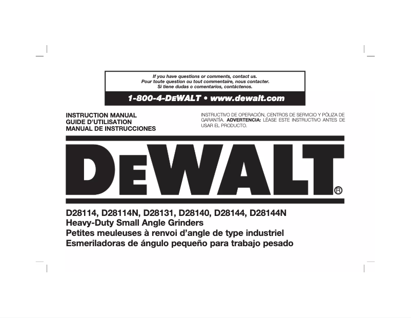 Image de la première page du manuel de l'appareil D28144