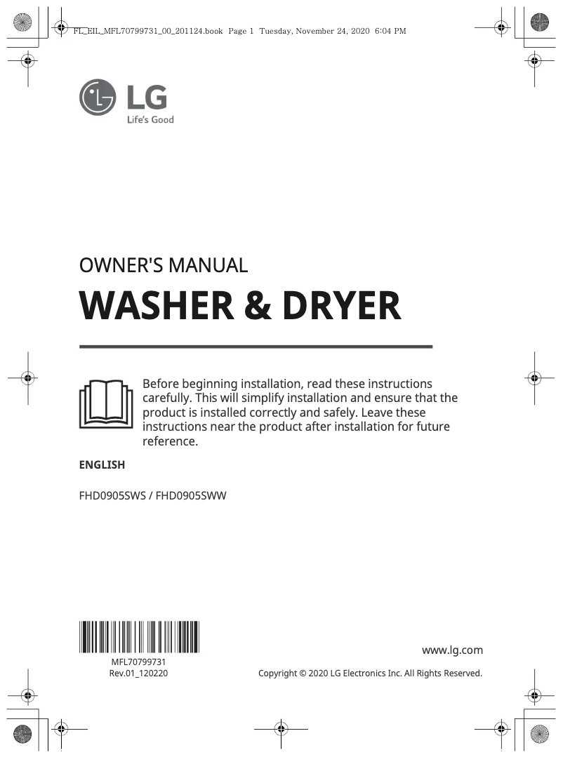 Imagen de la primera página del manual del dispositivo FHD0905SWS