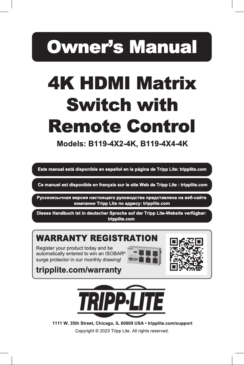 Page 1 de la notice Manuel utilisateur Tripp Lite B119-4X2-4K