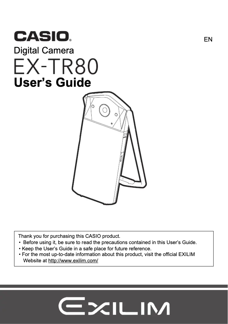 Page 1 de la notice Manuel utilisateur Casio Exilim EX-TR80