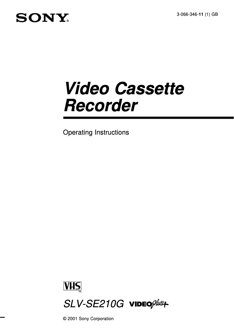 Image de la première page du manuel de l'appareil SLV-SE210G