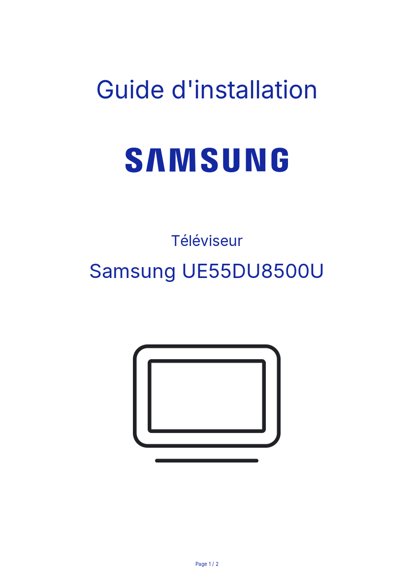 Page n°1 - Guide d'installation Samsung UE55DU8500U