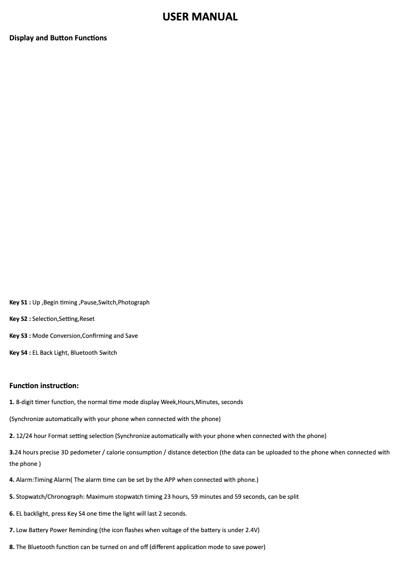 Page 1 de la notice Manuel utilisateur Skmei 1250