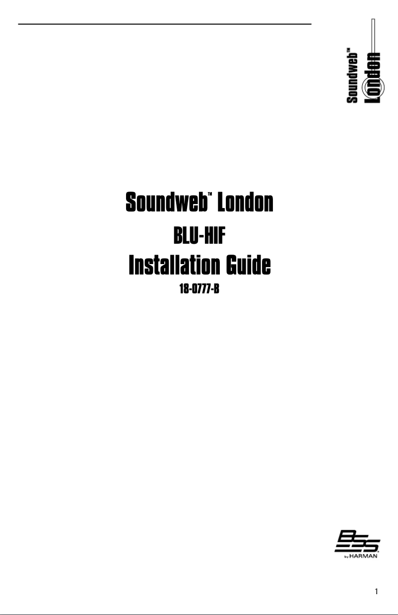 Page n°1 - Manuel utilisateur BSS Audio Soundweb London BLU-HIF