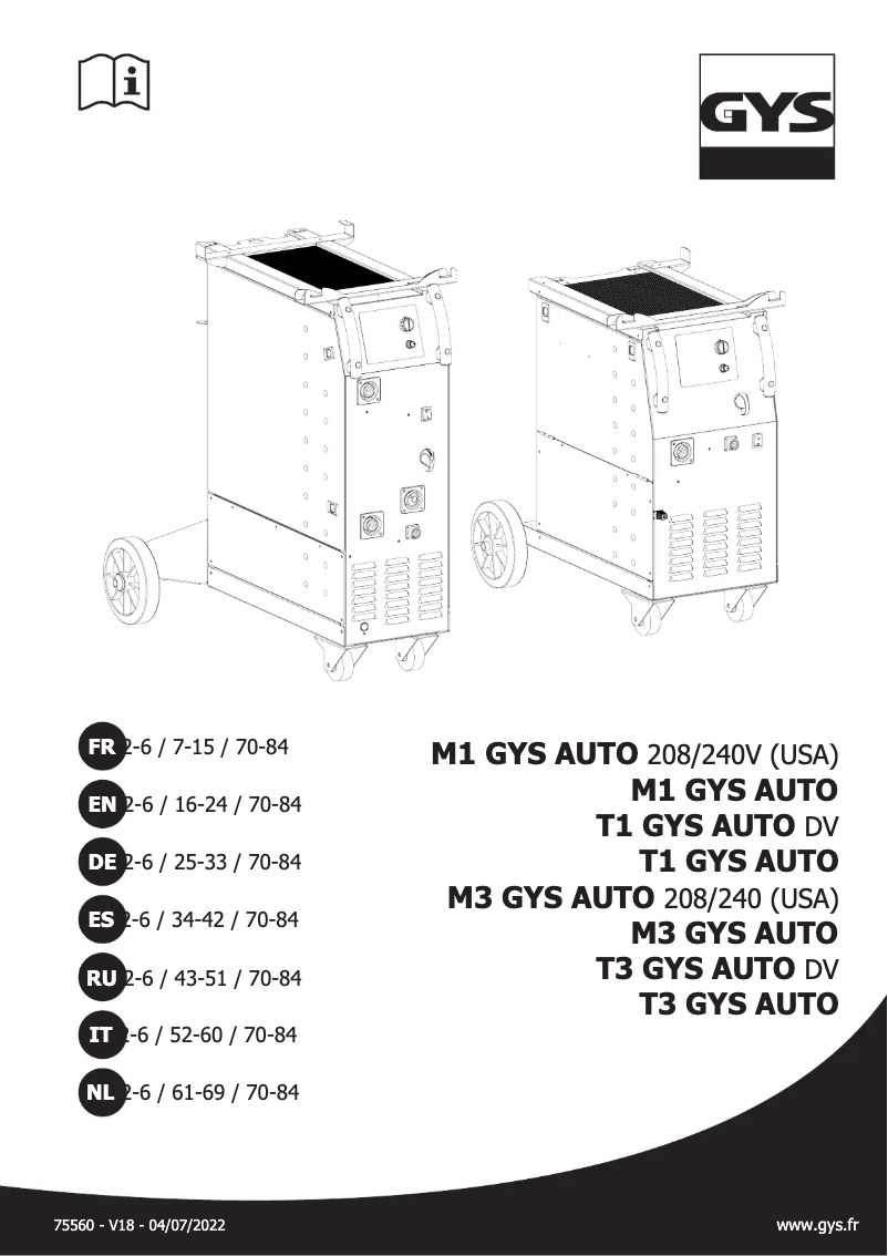 Página 1 del manual Manual de usuario GYS T1 GYS Auto
