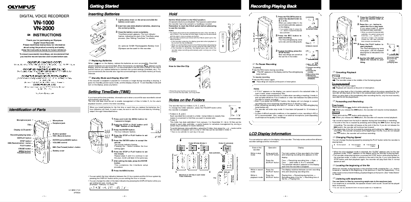 Imagen de la primera página del manual del dispositivo VN-2000