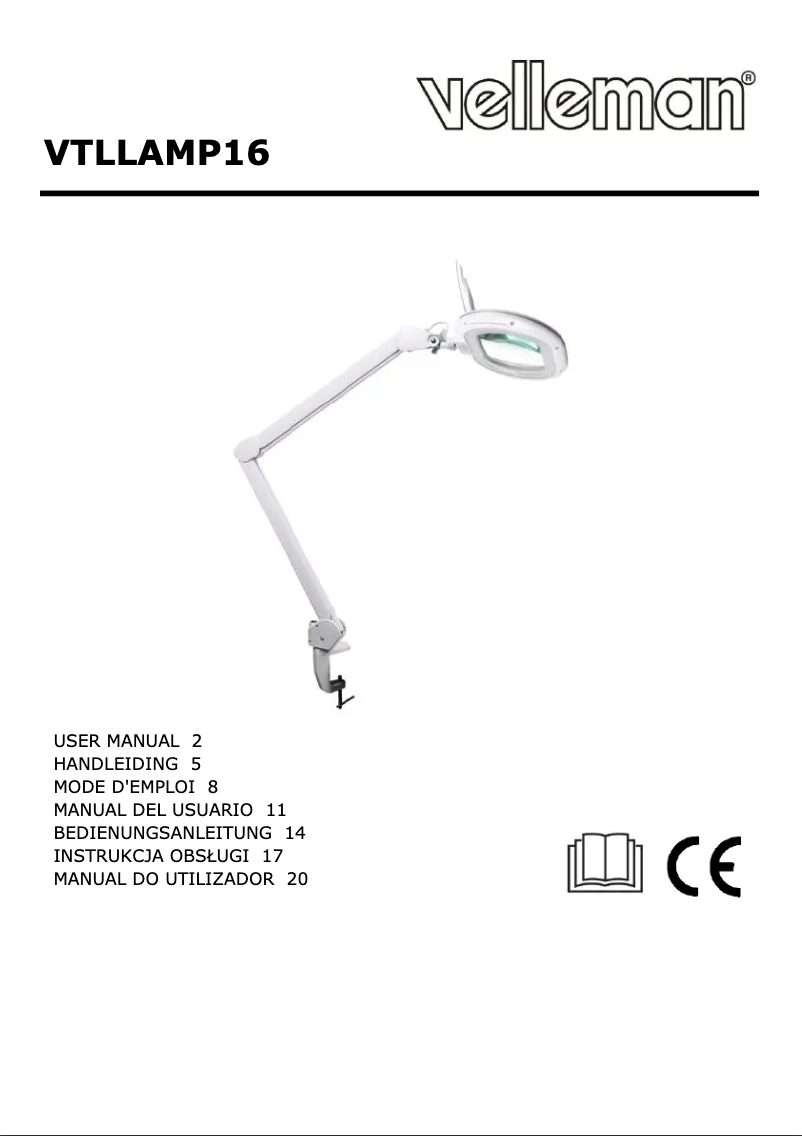 Page 1 de la notice Manuel utilisateur Velleman VTLLAMP16